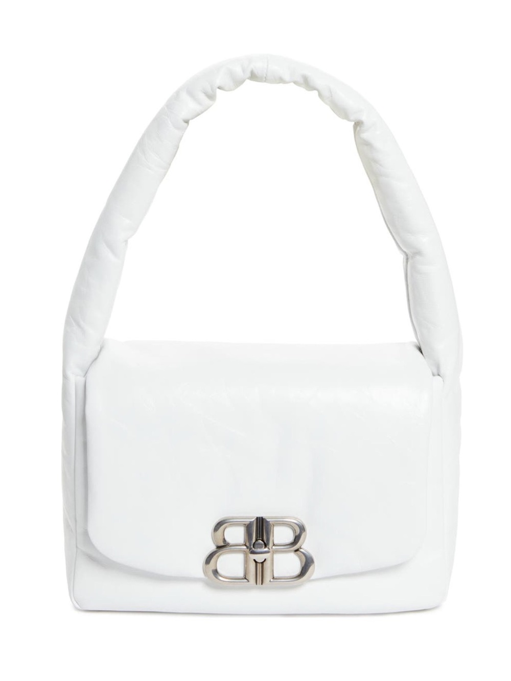 Balenciaga Small Monaco Leather Shoulder Bag Optic White NEW 7878962AA3Z